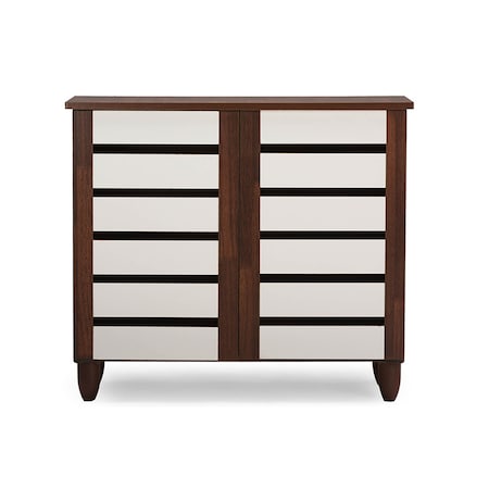 Baxton Studio Gisela Oak and White 2-tone Shoe Cabinet With 2 Doors 118-6518